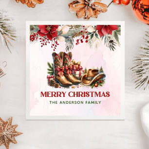 Western Cowboy Boots Frohe Weihnachten Napkins Serviette