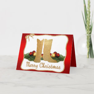 Western Cowboy Boots Garland Rope Frohe Weihnachte Feiertagskarte