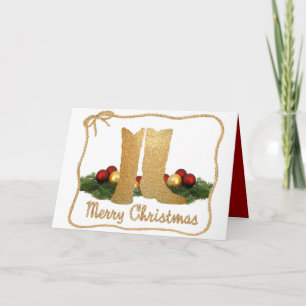 Western Cowboy Boots Garland Rope Frohe Weihnachte Feiertagskarte