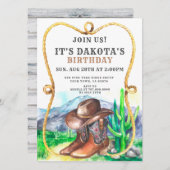 Western Cowboy Boots Hat Birthday Party Einladung (Vorne/Hinten)