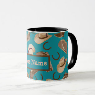 Western Cowboy Boots Hats Aquamariner Name Persona Tasse