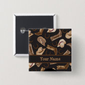 Western Cowboy Boots Hats Black Name Abzeichen Button (Vorne & Hinten)