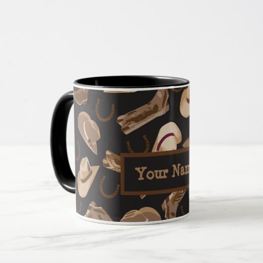 Western Cowboy Boots Hats Name Personalisiert Tasse (Vorderseite Links)