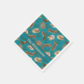 Western Cowboy Boots Hats Türkis Name Custom Serviette (Ecke)