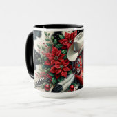 Western Cowboy Boots Holiday Floral Kuh versteckt Tasse (Vorderseite Links)