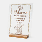 Western Cowboy Boots Horseshoe Wedding Welcome Acrylschild (Winkel)