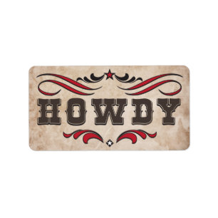 Western Cowboy Boots & Howdy Labels Adressaufkleber
