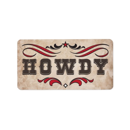 Western Cowboy Boots & Howdy Labels Adressaufkleber (Vorne)