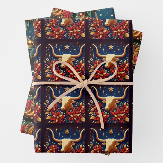 Western Cowboy Boots Long Horn Steer und Rope Geschenkpapier Set (Beispiel)