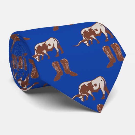 Western Cowboy Boots Longhorn Steer Necktie Krawatte (Gerollt)