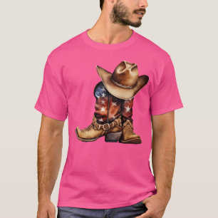 Western Cowboy Boots Patriotische amerikanische Fl T-Shirt