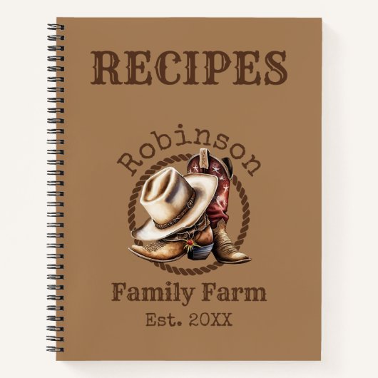 Western Cowboy Boots Rezept Notizblock (Vorderseite)