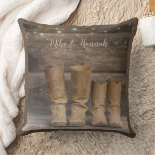 Western Cowboy Boots Rustic Barn Monogram Kissen