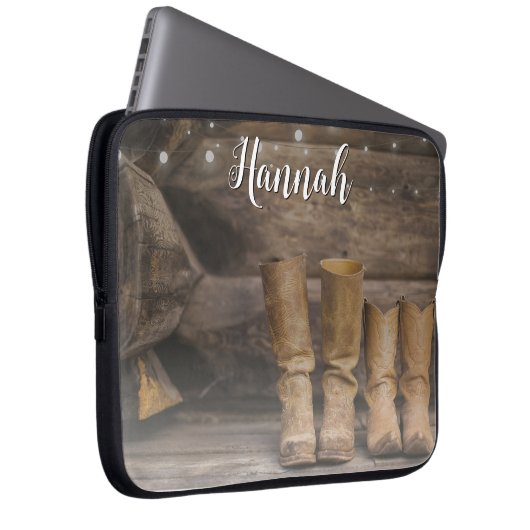 Western Cowboy Boots Rustic Barn Monogram Laptopschutzhülle (Vorne Rechts)