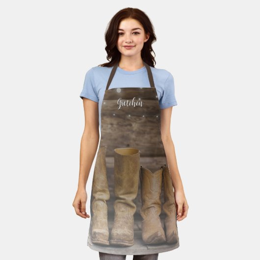 Western Cowboy Boots Rustic Barn Monogram Schürze (Getragen)