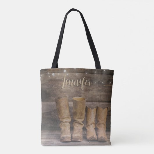 Western Cowboy Boots Rustic Barn Monogram Tasche (Rückseite)