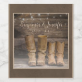 Western Cowboy Boots Rustic Barn Monogram Weinetikett (Einzelnes Label)
