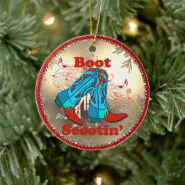 Western Cowboy Boots Scootin Line Tanz Weihnachten Keramik Ornament