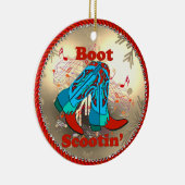 Western Cowboy Boots Scootin Line Tanz Weihnachten Keramik Ornament (Rechts)