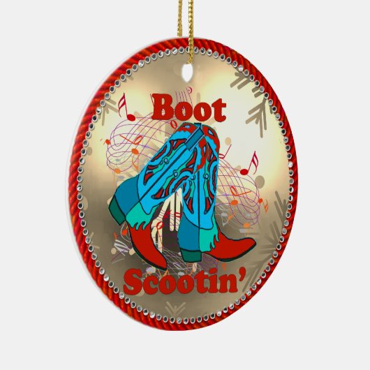 Western Cowboy Boots Scootin Line Tanz Weihnachten Keramik Ornament (Rechts)