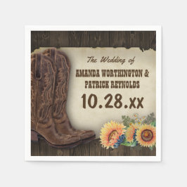 Western Cowboy Boots Sonnenblume Hochzeit Napkins Serviette