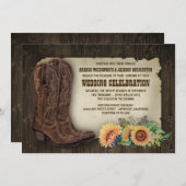 Western Cowboy Boots Sonnenblumen Einladung Hochze (Vorne/Hinten)