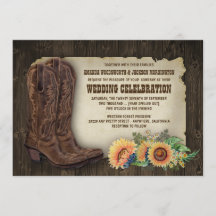 Western Cowboy Boots Sonnenblumen Einladung Hochze
