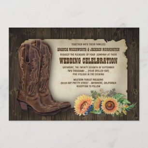Western Cowboy Boots Sonnenblumen Einladung Hochze