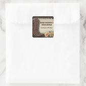 Western Cowboy Boots Sonnenblumen Gastgeschenk Hoc Quadratischer Aufkleber (Tasche)