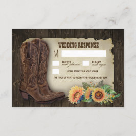 Western Cowboy Boots Sonnenblumen Hochzeitskarten  RSVP Karte