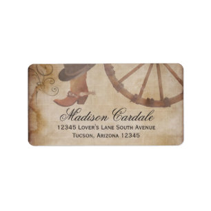 Western Cowboy Boots Wagon Wheel Address Labels Adressaufkleber