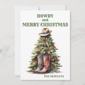 Western Cowboy Boots Weihnachtsbaum Feiertagskarte (Vorderseite)