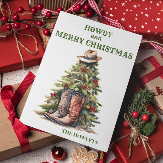 Western Cowboy Boots Weihnachtsbaum Feiertagskarte