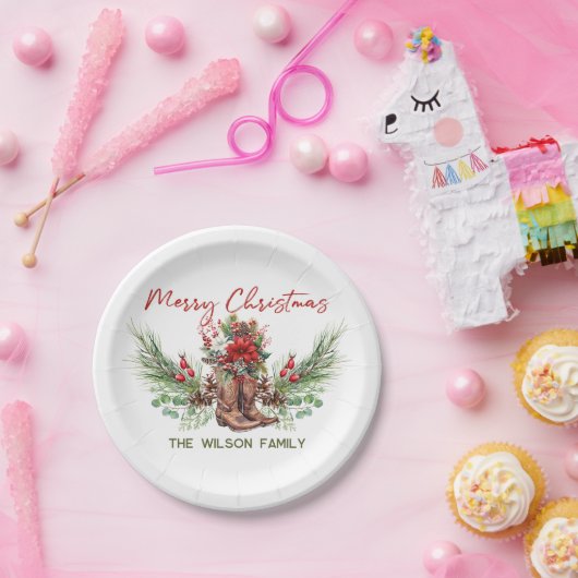 Western Cowboy Boots Weihnachtsstipps Party Pappteller (Party)