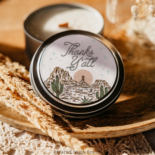 Western Cowboy Boy Baby Dusche Danke Y'all Runder Aufkleber