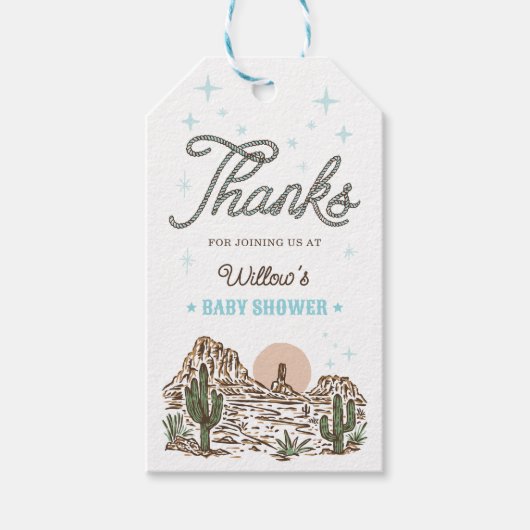 Western Cowboy Boy Baby Dusche Gefallen Geschenkanhänger (Vorderseite)