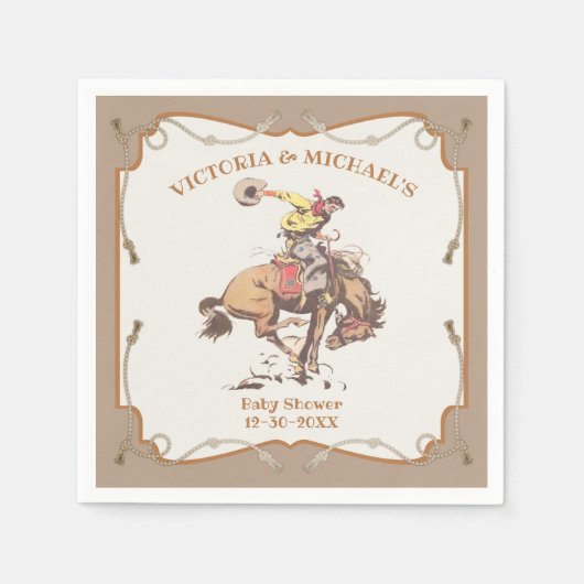 Western Cowboy Bucking Bronco 2 Serviette (Vorderseite)