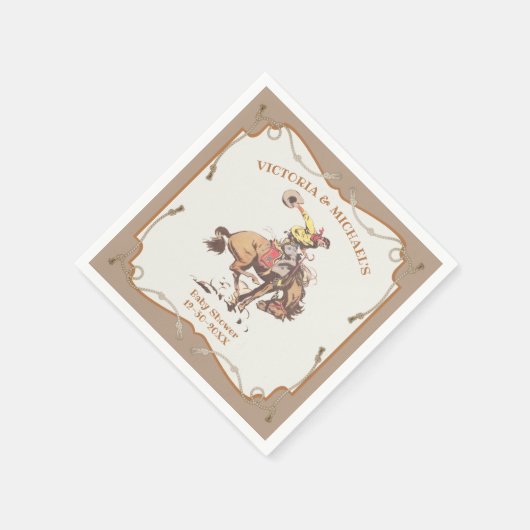 Western Cowboy Bucking Bronco 2 Serviette (Ecke)