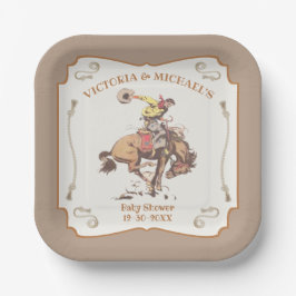 Western Cowboy Bucking Bronco Pappteller
