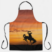 Western Cowboy Bucking Pferd Sunset Schürze (Vorderseite)