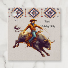 Western Cowboy Bull Rider Aztec Geburtstagsparty Geschenkanhänger