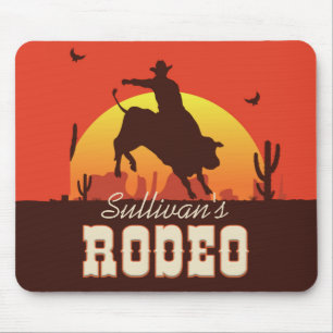 Western Cowboy Bull Rider Rodeo Mousepad