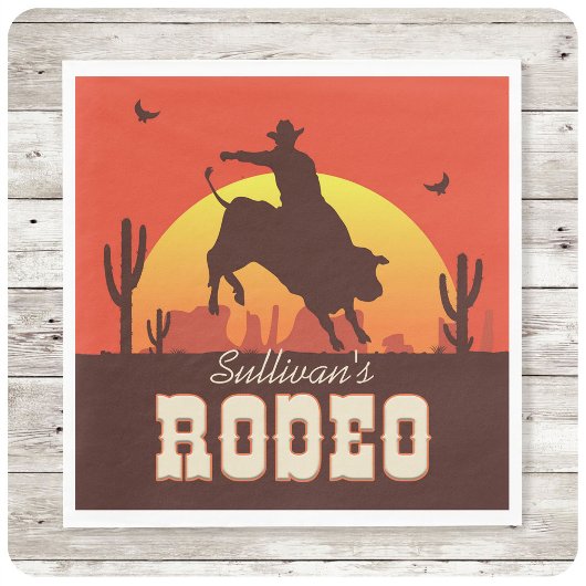 Western Cowboy Bull Rider Rodeo Serviette