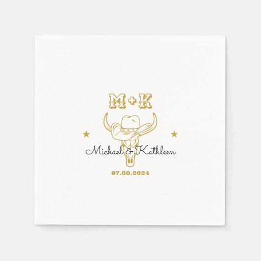 Western Cowboy Bull Skull Bohemisch Country Weddin Serviette (Vorderseite)