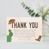 Western Cowboy Cactus Baby Shower Dankeskarte (Stehend Vorderseite)