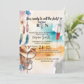 Western Cowboy Cactus Nursing School Abschluss Einladung (Stehend Vorderseite)