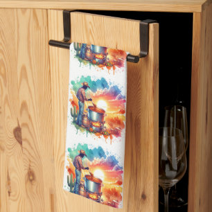 Western Cowboy Chili Cookoff Szenen 1 Geschirrtuch