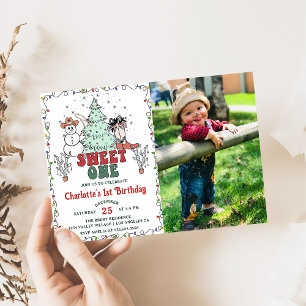 Western Cowboy Christmas Sweet Ein Geburtstag Foto Einladung