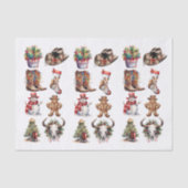 Western Cowboy Christmas Watercolor Seidenpapier (Vorderseite)