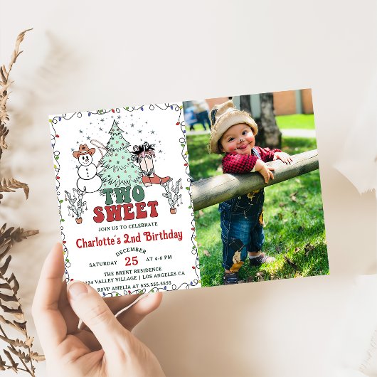 Western Cowboy Christmas Zwei Sweet Birthday Foto Einladung